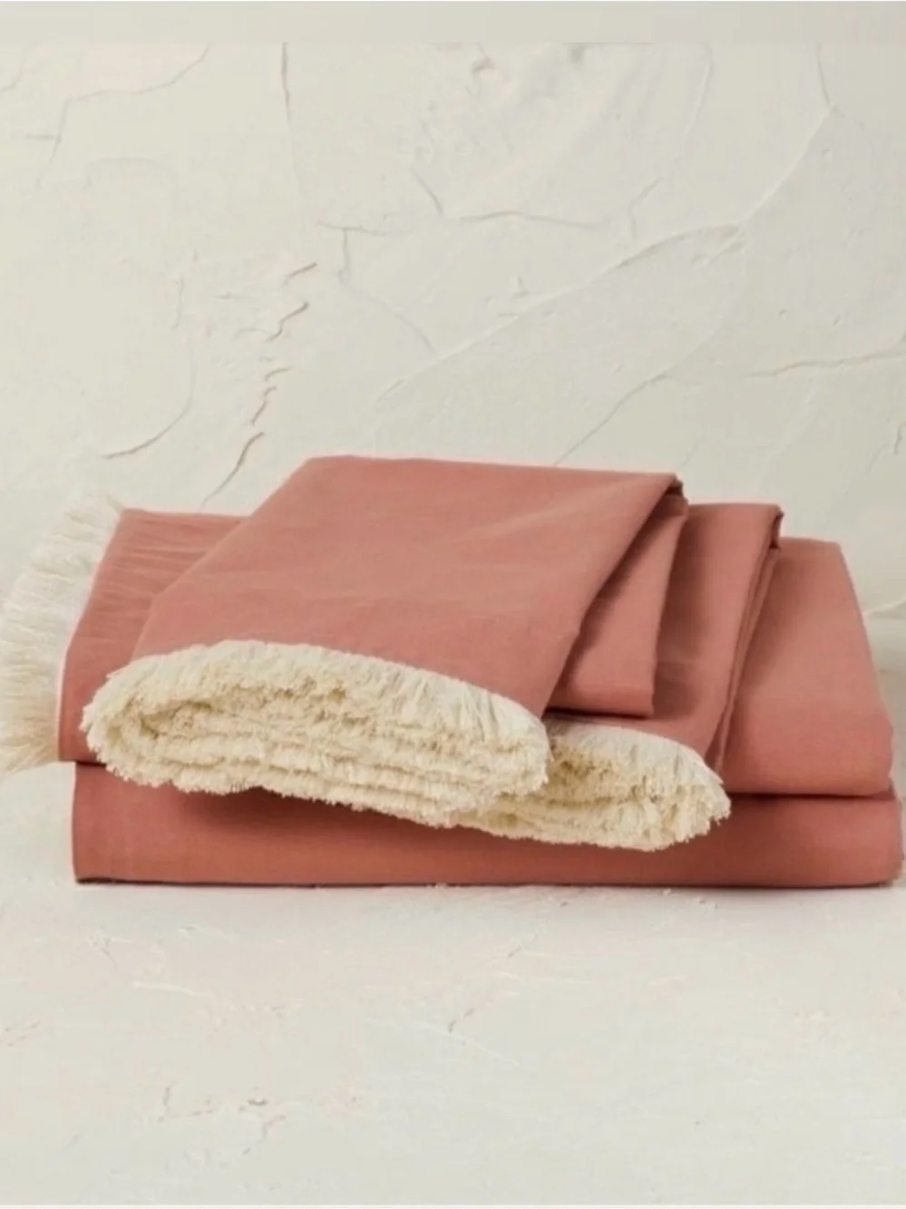 Fringe Cotton Percale Twin/ twin XL sheet set